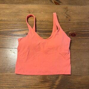Lululemon Tank Top Size 2 Orange Pink Align Shelf Bra Light Support‎ W1CW8S Crop